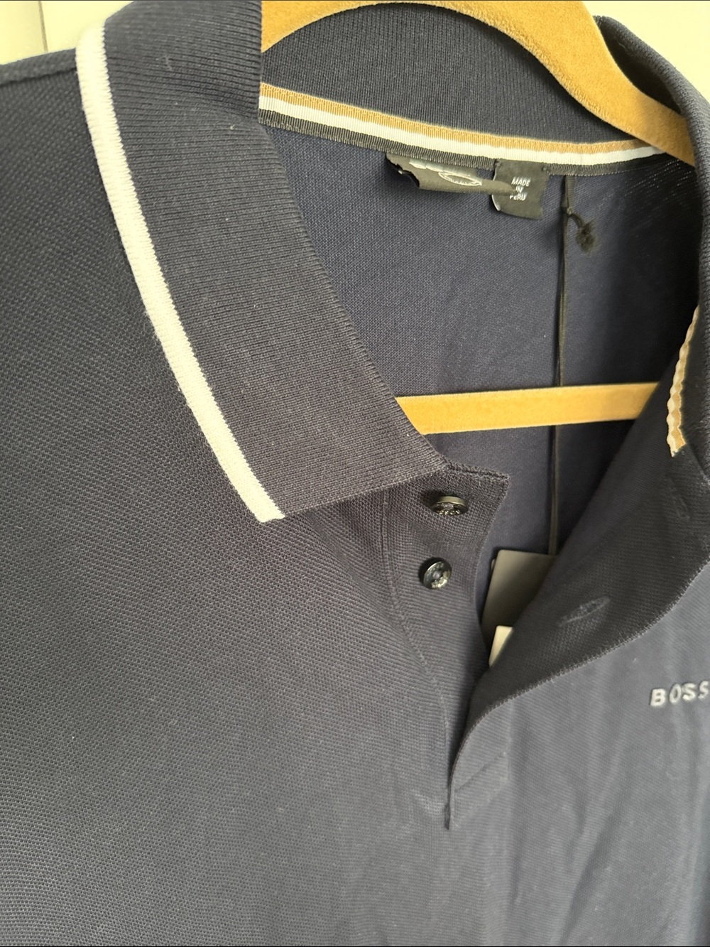 BOSS Navy Polo with White Trim - Picture 2 of 4